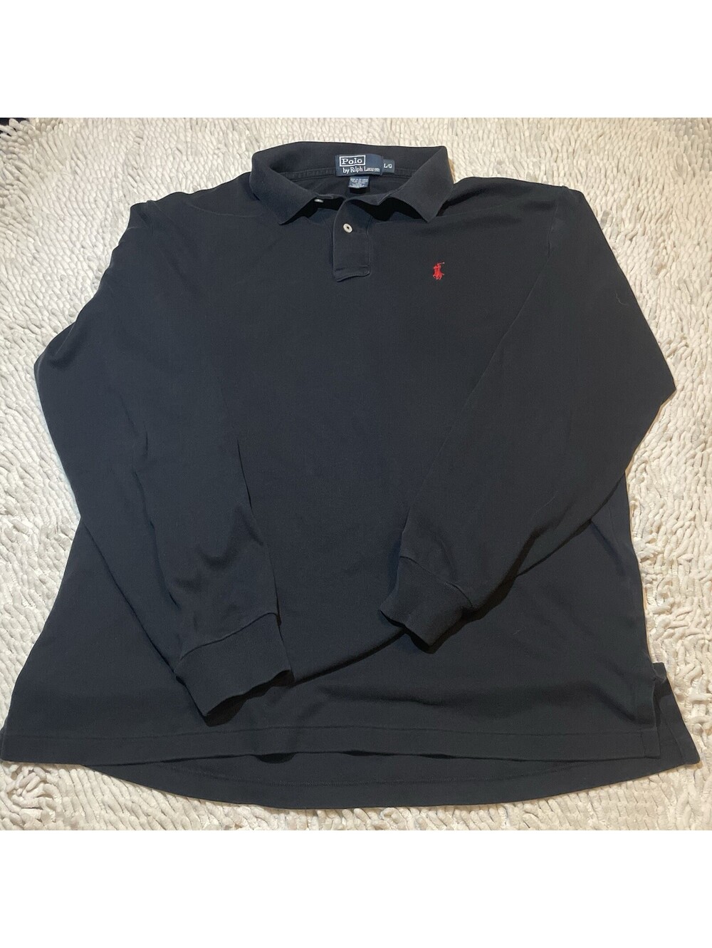 Vintage Polo Ralph Lauren Polo Shirt Mens Large Black Golf Rugby Long Sleeve